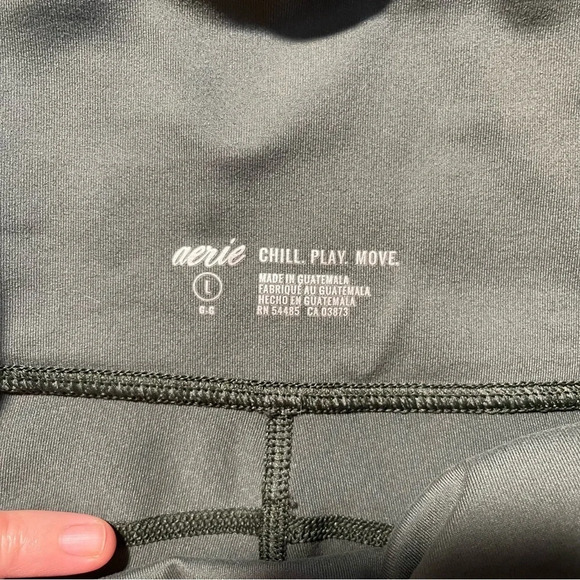 Aerie Chill. Play. Move leggings size Large Dark Green Pants Mesh Cut Out - Picture 7 of 9